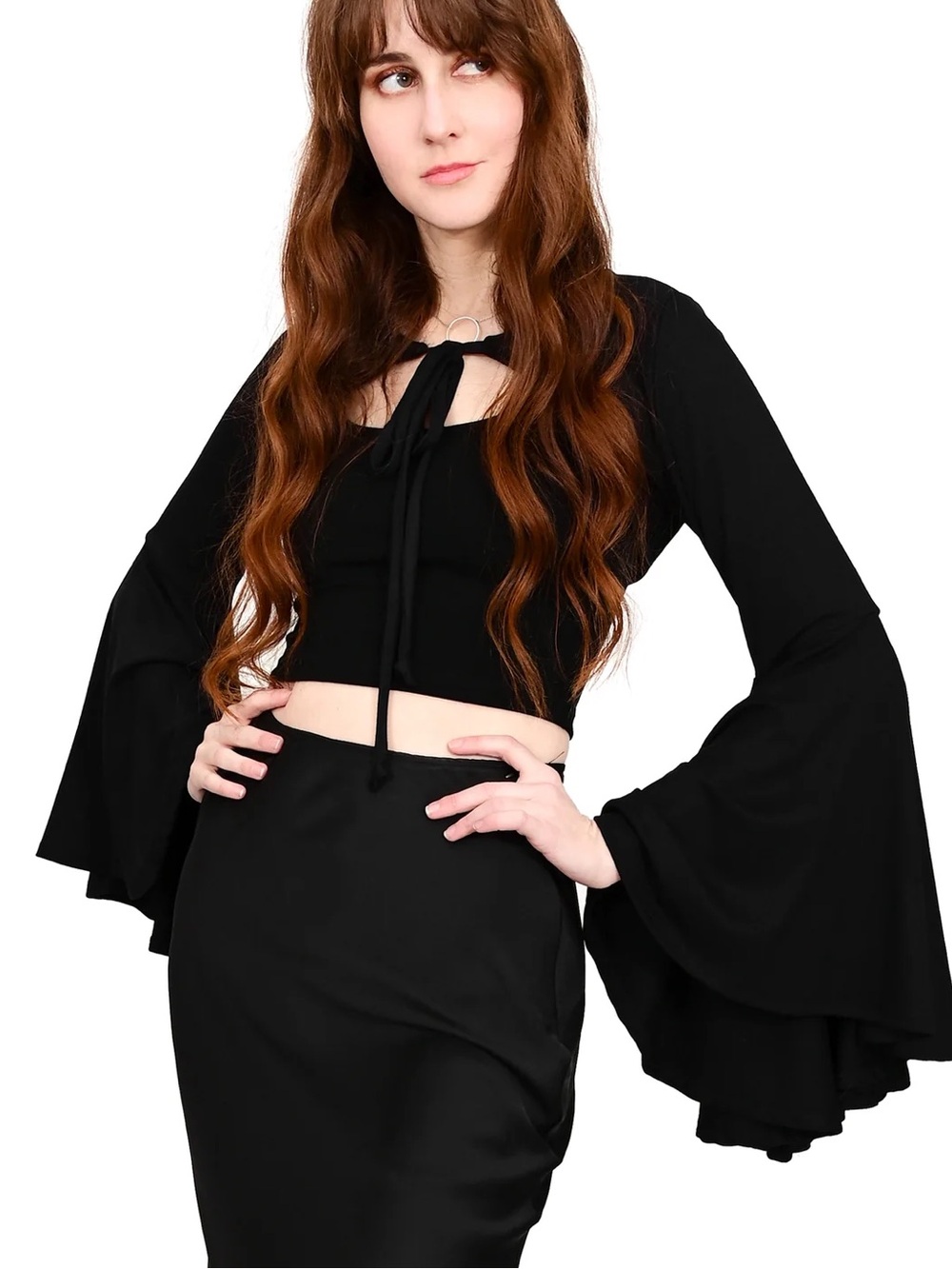 Foxblood mega bell sleeve bolero L